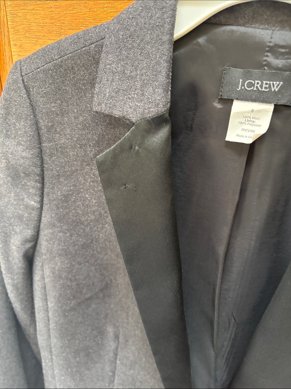 J. Crew Dark Gray 100 percent wool Blazer with Black Satin Lapel - Picture 3 of 6